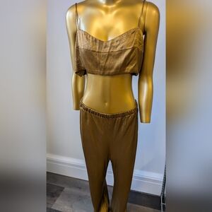 DISSH Simone Chartreuse Satin Crop Top